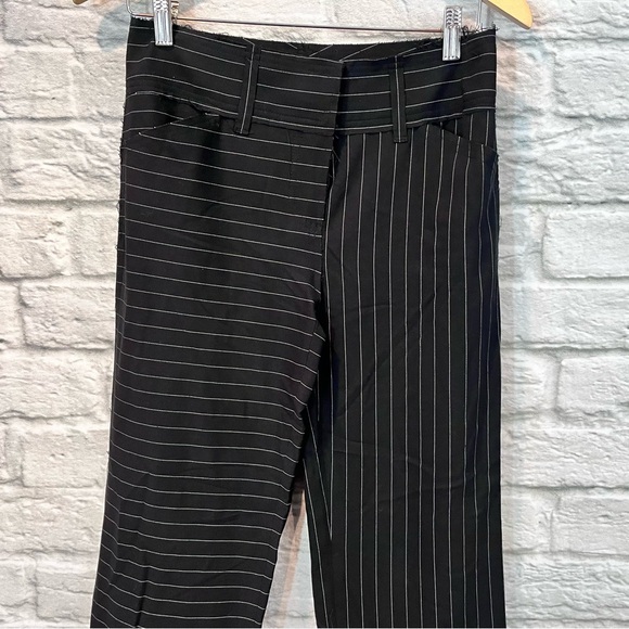 Norma Kamali size 4 Pin Stripe Raw Edge Wide Leg Hook & Loop Closure Trousers - Picture 3 of 10